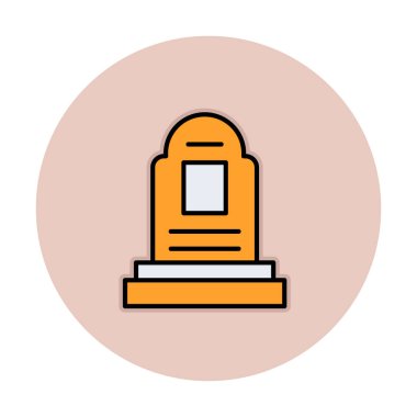 mezar taşı düz simgesi, vektör illüstrasyonu