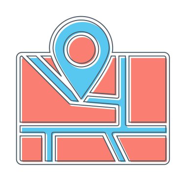 Konum iğnesi, vektör illüstrasyonlu harita simgesi