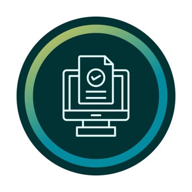 Bilgisayar ekranında web sitesi kayıt simgesi, vektör illüstrasyonu basit tasarım