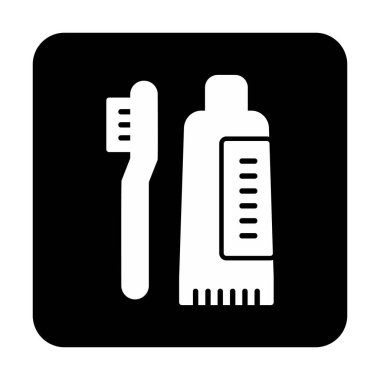 Diş fırçası ve diş macunu ikonları vektör illüstrasyonuName