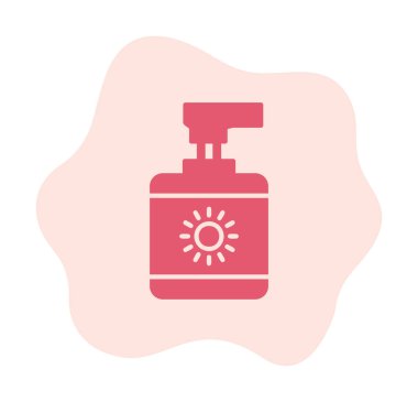 Güzellik ve moda ikonunun vektör çizimi. Güneş kremi                                     