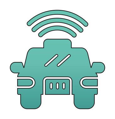 Akıllı araba düz ikonu. Otomobil kontrolüne uzaktan erişim. Nesnelerin İnterneti. Vektör illüstrasyonu 