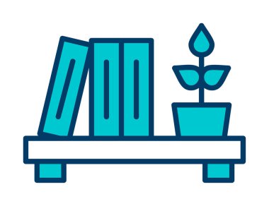 kitaplık düz simge, vektör illüstrasyonu 