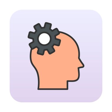 Düşünen baş simgesi, vektör çizimi basit tasarım