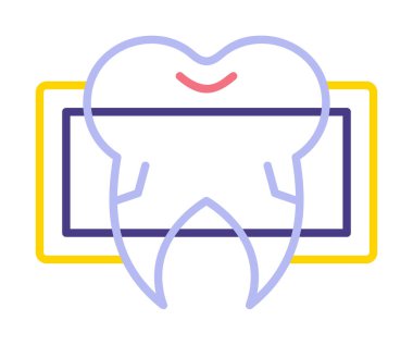 Diş bakımı ikonu, basit tasarım. Vektör çizimi. Diş röntgeni                                