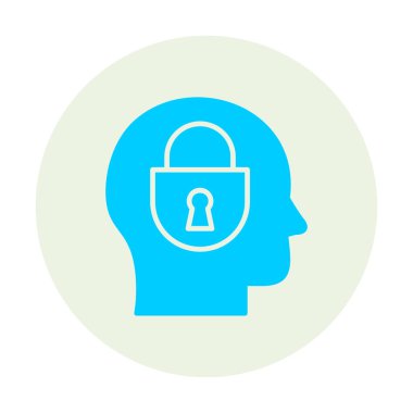 Erkekler kafasında kilit, yaratıcı vektör simgesi olan güvenlik kavramı