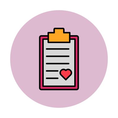 Kalp ikonu vektör illüstrasyonlu Tıbbi Rapor               