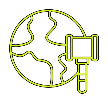 Basit Düz Dünya Açık Artırma Simgesi Vektör İllüstrasyonu