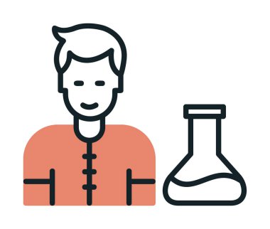 Basit vektör izole illüstrasyondaki bilim adamı simgesi                                    