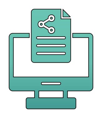 Simge vektör illüstrasyonunu paylaşan bilgisayar 