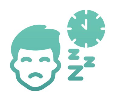 Saat ile uyuyan erkek yüzü, vektör çizimi 