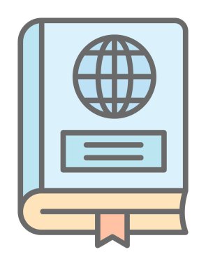 Coğrafya Kitabı web simgesi, vektör illüstrasyonu 