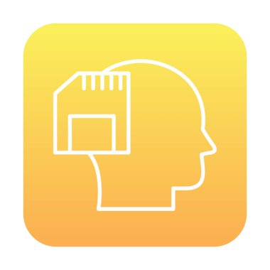 Hafıza kartı simgesine sahip insan kafası, vektör illüstrasyonu