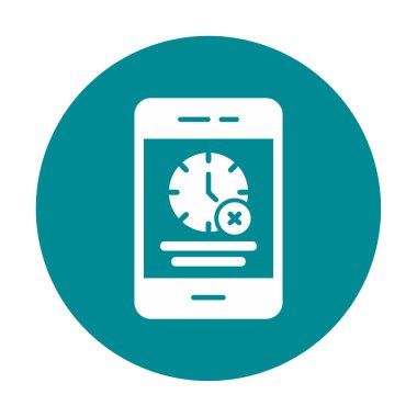 Ağ ve mobil uygulama tasarımınız için beyaz arkaplanda izole edilmiş akıllı telefon simgesi vektöründe zaman yok, zaman logosu kavramı