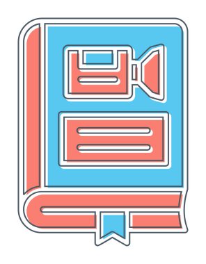 Kamera işaretli kitap simgesi, vektör illüstrasyonu basit tasarım