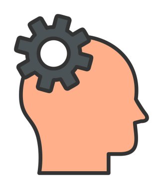 Düşünen baş simgesi, vektör çizimi basit tasarım