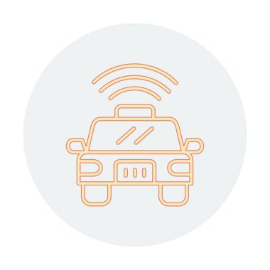 Akıllı araba düz ikonu. Otomobil kontrolüne uzaktan erişim. Nesnelerin İnterneti. Vektör illüstrasyonu 