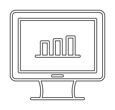 iş grafiği bilgisayar ekranında, vektör illüstrasyonu basit tasarım