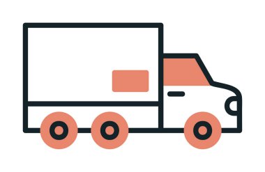 dağıtım kamyonu simgesi, vektör illüstrasyonu