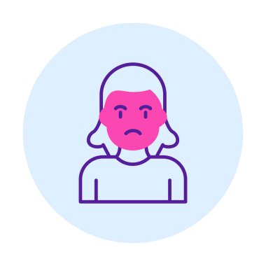 Üzgün kadın web simgesi basit vektör illüstrasyonu