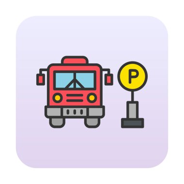 Otobüs park simgesinin vektör illüstrasyonu 