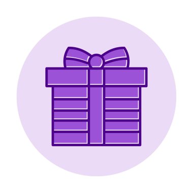 Hediye ikonlu kutu. Düz stil. Vektör çizimi. beyaz arkaplanda izole.