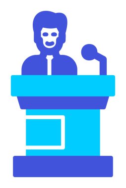 Konuşma standı ikonu, vektör illüstrasyonunda konuşma yapan erkekler