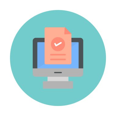 Bilgisayar ekranında web sitesi kayıt simgesi, vektör illüstrasyonu basit tasarım