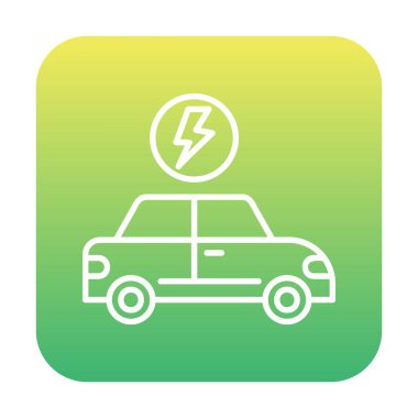 Elektrikli araba ikonu. Elektrikli otomobil ve şarj sembolü. Çevre dostu elektro araç konsepti. Vektör illüstrasyonu 