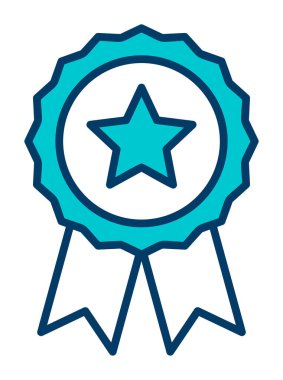 düz basit ödül rozet vektör düz çizgi simgesi