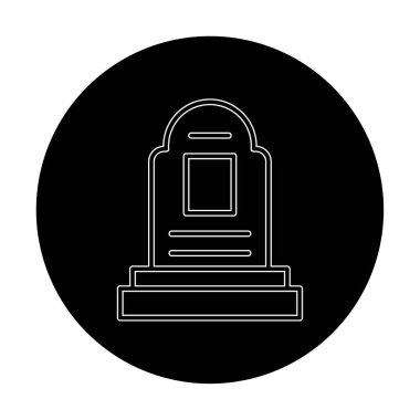 mezar taşı düz simgesi, vektör illüstrasyonu