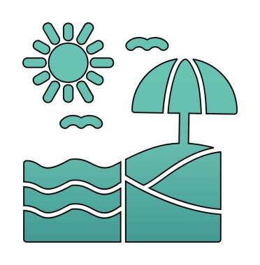 Yaz plaj ikonunun vektör illüstrasyonu 