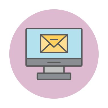 Basit düz bilgisayar e- posta iletisi vektör illüstrasyon tasarımı