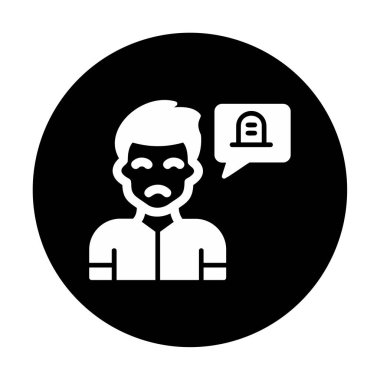 İnsan ve konuşma balonu mezar taşı işareti, vektör illüstrasyonu