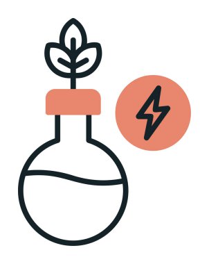 Test tüpünde bitki ve enerji sembolü olan bilim konsepti  