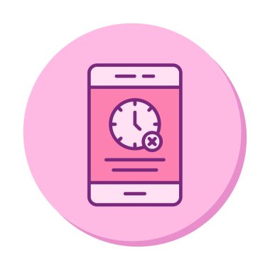 Ağ ve mobil uygulama tasarımınız için beyaz arkaplanda izole edilmiş akıllı telefon simgesi vektöründe zaman yok, zaman logosu kavramı