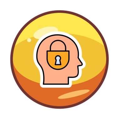 Erkekler kafasında kilit, yaratıcı vektör simgesi olan güvenlik kavramı