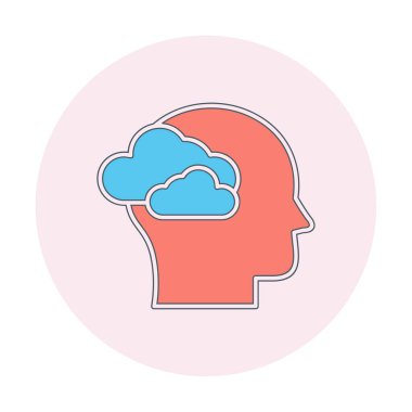 Bulut simgesi olan beyin, vektör illüstrasyonu