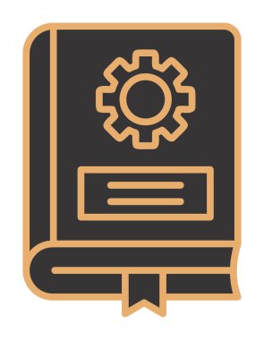 Mekanik kitap düz simgesi, vektör illüstrasyonu 