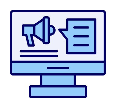 bilgisayar monitörü ve megafon, Dijital Kampanya konsept vektörü