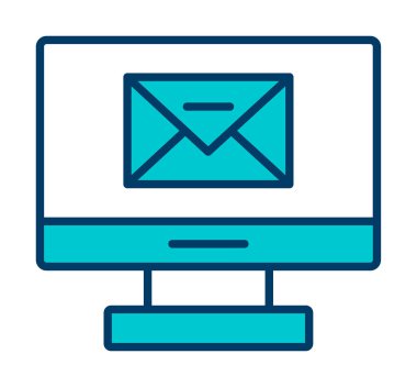 Basit düz bilgisayar e- posta iletisi vektör illüstrasyonu