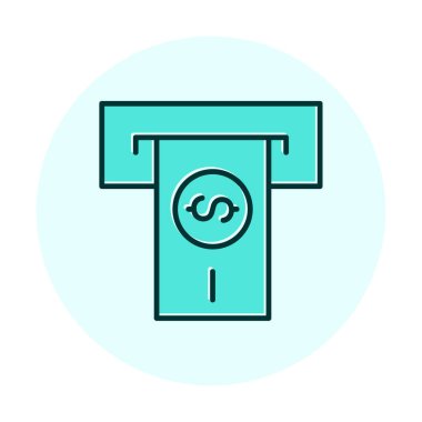 Beyaz arkaplan üzerinde basit tasarım olarak ATM slot satırı simgesinden para çek