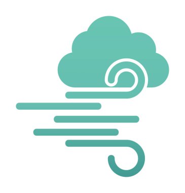 Bulutlu rüzgar simgesi, vektör illüstrasyonu 