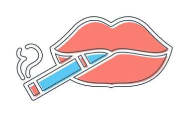 Düz Sigara Simgesi Vektör Çizimi Tasarımı