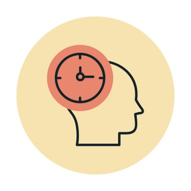 İnsan kafası ikonlu saat. vektör illüstrasyonu                          