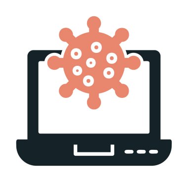 Kalkan virüs simgesine sahip dizüstü bilgisayar, düz dizayn 