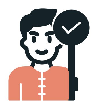 Bayrak taşıyan adam, vektör illüstrasyonu 