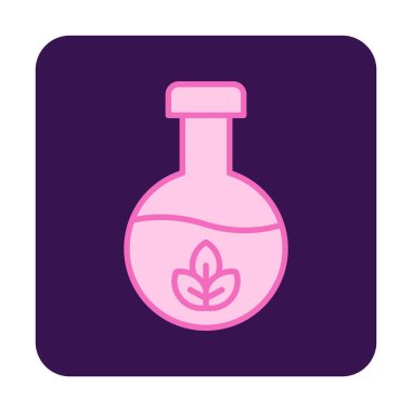 Yaprak ikonu resimli vektör matarası. Kimya konsepti              