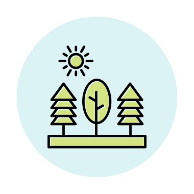 Ağaçlar, orman, doğa simgesi, vektör illüstrasyonu