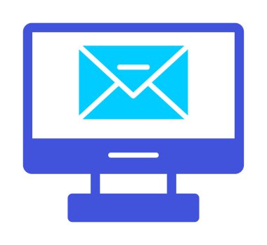 Basit düz bilgisayar e- posta iletisi vektör illüstrasyonu